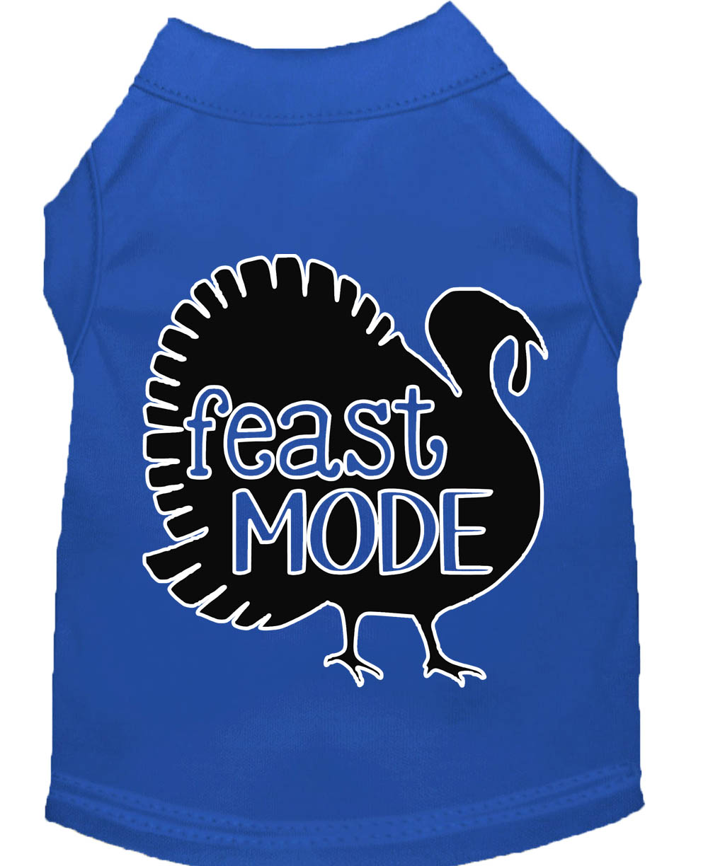 Feast Mode Screen Print Dog Shirt Blue Lg